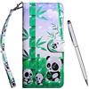 TOUCASA Cover per Nokia 3.2, Flip Custodia [3D Superficie] PU Pelle Portafoglio Unico Sottile Funzione TPU Antiurto Flip Cover a Libro Custodie Protettivo Case (Panda)
