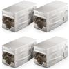 deleyCON 4 Pezzi CAT 7 Accoppiatore Connettore Adattatore Metallico Patch Cable LAN DSL Ethernet RJ45 Estensione 2x RJ45 Presa 600 MHz 10Gbps Argento