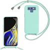 MBSLFY Cover per Cordino con Collana per Samsung Galaxy Note 9, Custodia Silicone Morbido con Corda, Case Tracolla Silicone con Necklace Regolabile per Samsung Galaxy Note 9, Menta verde