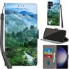 PHINIENLAND Cover per Samsung Galaxy S24 Ultra Case PU Pelle Custodia [Kickstand] [Chiusura magnetica] [Slot per Schede], Portafoglio Flip Custodia per Samsung S24 Ultra,Foresta