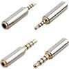 Wonvify Adattatori Audio 4 Pezzi, Adattatori Jack Stereo Placcati in Oro da 2,5/3,5 mm a 3,5/2,5 mm, Connettore Audio in Metallo per Cuffie e Auricolari, Supporta la Funzione Microfono