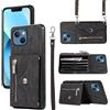 Asuwish Cover per iPhone 13 Mini con Cordino Laccio Portafoglio Pelle Porta Carte Supporto Protettivo Protezione TPU Silicone Rinforzata Antiscivolo iPhone13mini i 13mini Custodia Case Femmina Nero