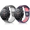 ToVioc 2 Cinturino per Xiaomi Watch 5/2/2 Pro/S5/S4/Xiaomi Mi Watch, 22mm Cinturini Silicone Traspirante Sport Cinturino per Amazfit Bip 6/Bip 5/Active Max/Balance 2 - Blu Rosa + Bianco Grigio