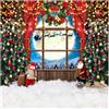 SDOTPMT 5x5ft Sfondo in poliestere vista finestra Natale Sfondo degli alberi Natale dell'alce Natale pupazzo neve notte luna piena per il partito famiglia Decor Studio Props