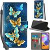 Haninsuze Cover per Samsung Galaxy A31, farfalla dorata | Pelle PU Portafoglio, Porta Carte, Magnetica, Libro, Antiurto Custodia