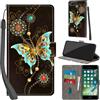 Haninsuze Cover per iPhone 7 Plus / iPhone 8 Plus Custodia Cover Pelle Libro Portafoglio con Porta Carte Magnetica Protezione Antiurto Cuoio Flip Case Custodia Cover per iPhone 7 Plus / 8 Plus, farfalla verde
