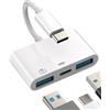 zoyuzan Adattatore USB C a USB per iPhone(3in 1)Typec Caricabatterie Macbook Air Presa OTG Cavo Doppio USB A Jack Convertitore Connettore Porta Thunderbolt Accessorio per Apple15 Pro Max Plus Ipad Pro Air