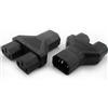 VISSQH Connettore di Adattatore alimentazione da IEC 320 C14 Plug Maschio a Dual C13 Presa Femmina Y splitter 3 spine per computer, proiettore, stampante, ecc(nero)
