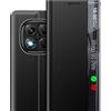 Qissy Custodia per Xiaomi Redmi Note 14 Pro 5G Custodia Pieghevole, Sottile Flip Pelle Hard PC Antiurto Case Cover per Xiaomi Note 14 Pro con Cavalletto, Clear View per Redmi Note14 Pro 5G Case (Nero)