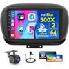 Inefala 2+64G Radio per FIAT 500X 2014-2020 Android 15 con Wireless CarPlay Android Auto, 9 Pollici Schermo per Auto Soporta Bluetooth WIFI 26UI GPS FM EQ SWC AHD Telecamera Posteriore