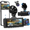 CAMECHO Dashcam a 3 Canali 2.5K Telecamera Anteriore e Posteriore con Visione Notturna, GPS Schermo Dashcam da 3,16 pollici Registrazione in loop, WiFi (APP), Rilevamento del movimento, Sensore G