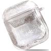 AXELENS Custodia Porta Auricolari Cuffie con Liquido e Glitter per Airpods 1 & 2 Resistente agli Urti, Rigida per Lui o per Lei - BIANCO/FIOCCHI DI NEVE