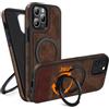 COODIO Cover in Pelle con Supporto Girevole di 360° per iPhone 11 PRO 5,8 Pollici, Custodia Magnetica Compatibile con MagSafe, Cover Sottile e Creativa, Marrone