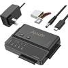 Alxum Adattatore SATA/IDE con clone offline, convertitore di unità disco esterno Type-C 5Gbps per SSD SATA 2.5/3.5 e unità disco IDE 3.5, incluso adattatore di alimentazione 12V2A