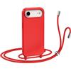 N NEWTOP Cover CV35 Compatibile iPhone 17 Air, Custodia TPU Silicone Semi Rigido Case Liscia Guscio Laccio Tracolla Cellulare Girocollo Collana Protettiva Anti Urto Laccetto Regolabile (Rosso)