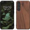 kwmobile Custodia Compatibile con Samsung Galaxy S24 Plus Cover - Protezione in Legno per Smartphone - Back Case con Bumper in Silicone TPU - marrone scuro legna