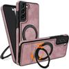 COODIO Cover in Pelle con Supporto Girevole di 360° per Samsung Galaxy S22 Plus 6,6 Pollici, Custodia Magnetica Compatibile con MagSafe/Caricatore Wireless, Cover Sottile e Creativa, Rosa