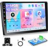 Motorsi 8 Core Android Radio 1.8GHz IOS CarPlay 2 DIN Autoradio, 4+64G 10'' IPS Touchscreen Stereo Radio con GPS/Bluetooth 5.1/DSP supporto AHD Telecamera Posteriore, Microfono