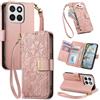 Fertuo Cover per Honor 400 Smart, Fiori Custodia a Libro Portafoglio Antiurto in Pelle PU Flip Case Interna Silicone con Porta Carte, Supporto, Chiusura Magnetica e Cinturino, Rosa
