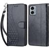 KENHONER Custodia per Motorola Moto G24/G04/G04S/E14 Cover, Nero 3D | Portafoglio in Pelle PU Retro, Antiurto Flip, Slot per Schede, Funzione Stand, Chiusura Magnetica