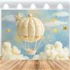 ASDCXZ Sfondo Festa per Bambini 2.2x1.5m, Cielo Azzurro Mongolfiera Nuvole Stellari Ragazza Ragazzo Compleanno Sfondo Fotografico Bambini Compleanno Baby Shower Festa Decor Banner Studio Puntelli