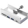 HSTHE Sea Hub USB con lettore di schede SD TF - Adattatore a morsetto per hub USB in alluminio con 2 porte USB 3.0 e 1 porta USB-C