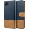 BEZ Cover per iPhone 16e, Custodia per Portafoglio iPhone 17e Protettiva in Tela e PU Pelle Portafoglio Flip Cover con Chiusura Magnetica, Blu Navy