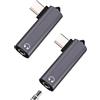 Kefiany Adattatore USB C a Jack 3.5mm Cuffie (2 pack) per Apple per iPhone 16 15 Pro DAC Auto Audio Auxiliare Connettore Tipo C compatibile per Samsung Microfono Cuffie per iPad AUX Accessori Android