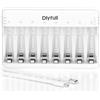 Dlyfull Caricatore batterie AAA AA, 8 scomparti per batterie NI-MH/NI-CD Mignon AA e Micro AAA con display LED, 5 V/2 A USB-C caricatore rapido per batterie ricaricabili (bianco)