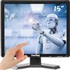 Suprlipy Monitor touch screen 15 pollici 1024x768 HDMI/VGA/AV USB/BNC, 10 punti touch capacitivo TFT LED per PC/Xbox/PS5/PS4/Switch POS con altoparlanti