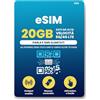 JZN Market H2O Wireless eSIM USA 30 Giorni - eSIM Prepagata con 20GB di Dati Ad Alta Velocità 4G LTE/5G e 5GB di Hotspot Mobile, Dati Illimitati, Chiamate e SMS verso oltre 70 Paesi, SIM Mobile USA
