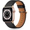 Tasikar Compatibile per Cinturino Apple Watch 49mm 45mm 44mm 42mm, Cinturini in Vera Pelle Compatibile con Apple Watch Ultra Series 9 8 7 6 5 4 3 2 SE - (Nero + Adattatore Rose gold)