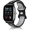 KeeFos 20MM Cinturino per Amazfit T-Rex 3 Pro 44mm/Active 2 Square/Active 2/GTR Mini/GTR 42mm/GTS 4/GTS 4 Mini/3/2e/2 Mini/2/Bip 3 Pro/Bip 3, Cinturino Sportivo in Silicone - Nero