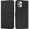 EATCYE Cover per iPhone 12 / iPhone 12 PRO (6,1 Pollici), Flip Libro Libretto Custodia in Pelle PU per iPhone 12/12 PRO [Protezione Completa] [Slot per Scheda] [Funzione di Supporto] (#Nero)