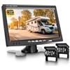 VECHTEL telecamera posteriore*2 con schermo 7 pollici,assistenza al parcheggio, telecamera posteriore a 18 LED,visione notturna,IP68,per SUV, camion, camper, DC 12-24 V,Cavo 10 m+15 m