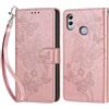 KENHONER Compatibile Cover con Honor 10 Lite/Huawei P Smart 2019,Premium Pelle PU Portafoglio Flip Libro Custodia Cover per Huawei P Smart 2019 [Protezione Completa] (Oro rosa Farfalla)