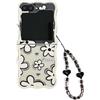 PIQIUZC Custodia protettiva per Samsung Galaxy Z Flip 6 con stampa floreale e cinturino in perline, struttura riccia kawaii, custodia protettiva per Galaxy Z Flip 6 (con catena)