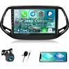 ETLFUCyber [4G+64G] Android Autoradio per Jeep Compass 2017-2021 con Wireless Carplay & Android Auto, Schermo Touch IPS 10.1 pollici con GPS, WiFi, 32EQ, Bluetooth 5.0, Radio FM/RDS