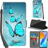 PHINIENLAND Cover per Honor X8 5G / X6 4G Case PU Pelle Custodia [Kickstand] [Chiusura magnetica] [Slot per Schede], Portafoglio Flip Custodia per Honor 70 lite,Farfalla verde