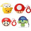 XMBYGY Custodia (4Pack) per AirPods di terza generazione (2022), XMBYGY Custodia protettiva in silicone con design carino a cartone animato per AirPods 3, con moschettone (CTMrQ+RDWN+Mario+Mushroom)