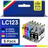 Supply Guy 5 cartucce di stampa compatibili con Brother LC123 adatte a DCP-J132w DCP-J150 DCP-J152w DCP-J152wr DCP-J172w DCP-J4110dw DCP-J4110w DCP-J552dw DCP-J752dw MFC-J245 MFC-J 470 e altri