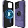 COODIO Logo-View Custodia in Pelle per iPhone 14 PRO 6,1 Pollici, Cover Magnetica Compatibile con MagSafe, Custodia Sottile e Creativa, Viola