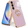 Urarssa Cover Compatibile con Samsung Galaxy A34 5G Custodia Ultra Sottile Morbida TPU Silicone Custodia con 360° Regolabile Anello Magnetica Supporto Ring Cover per Samsung Galaxy A34 5G Viola