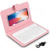 Beufee Custodia con Tastiera, Custodia Universale Per Tablet Android con Tastiera Bluetooth Wireless Rimovibile Per Telefoni Android IOS(Rosa)