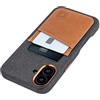 Dockem Custodia Portacarte in Tessuto per iPhone 16 Plus con Piastra Metallica Integrata per Montaggio Magnetico, Portafoglio in Vera Pelle con 2 Slot per Carte: M2F [Grigio e Marrone Chiaro]
