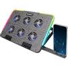 ENHANCE Gaming Voltaic 2 Supporto di Raffreddamento - Base con 6 Ventole LED Blu, 7 Impostazioni di Altezza, Illuminazione RGB e 2 Porte USB - Compatibile con Laptop da 43 cm