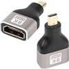 QIANRENON 8K Micro HDMI a HDMI Adattatore Extender Accoppiatore Micro HDMI Maschio a HDMI Tipo A Femmina Convertitore HDMI 2.1 8K@60Hz HDR ARC, per Tablet Fotocamera Digitale Videocamera,2 Pcs