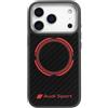Audi RSQ Fibra di Carbonio Sport Cerchio Rosso Compatibile con MagSafe Custodia per iPhone 17 Pro (Nero)