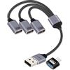 YANBORONSN Splitter USB a 3 porte da 1 maschio a 3 femmine, hub estensore USB 1 in 3 out per dati e ricarica, cavo di prolunga USB 2.0 per auto, laptop, tastiera, mouse (25 cm)