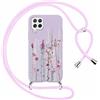 Foonary Cover con Cordino per Samsung Galaxy A22 4G / M32 / M22 6,4, Custodia con Laccio Collana Tracolla Aesthetic Disegni Antiurto TPU Necklace Regolabile Protettiva Corda Case, Lavanda